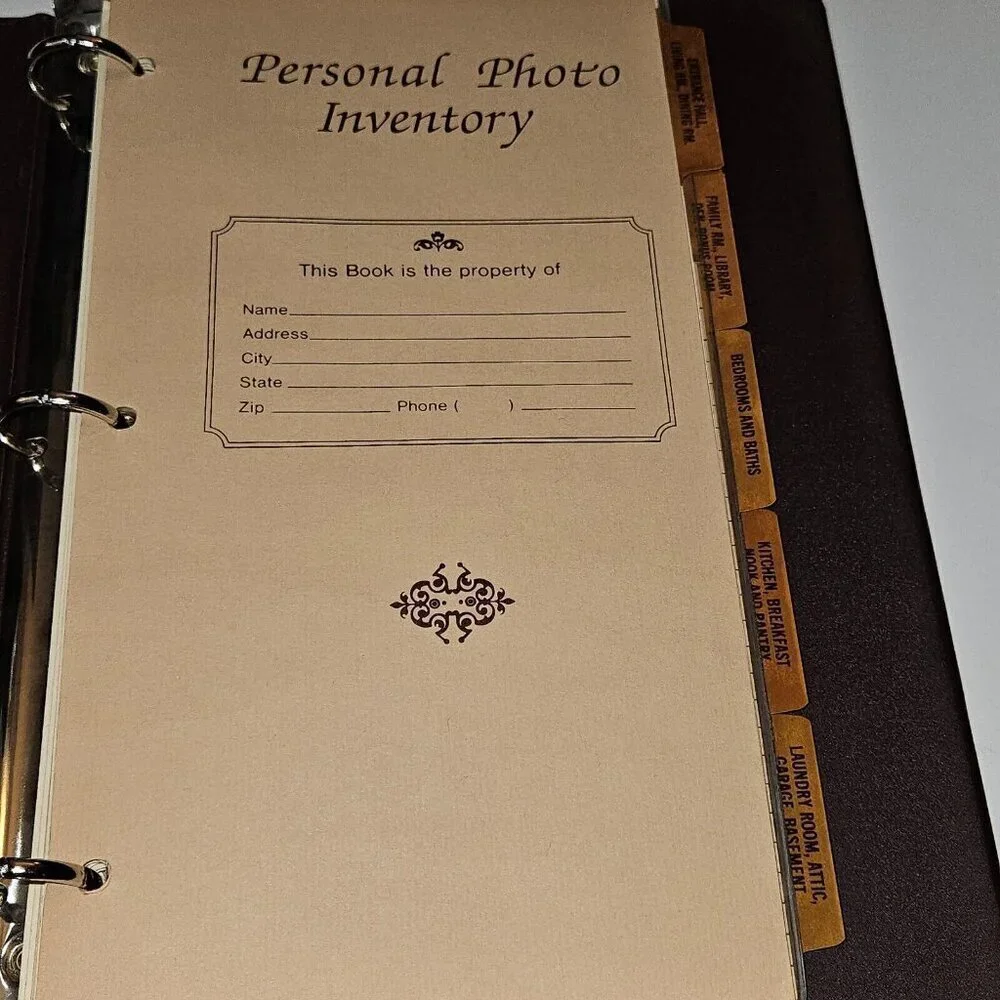 VTG Personal Photo Inventory 3-Ring Album Estate Home Possessions Log NEVER USED